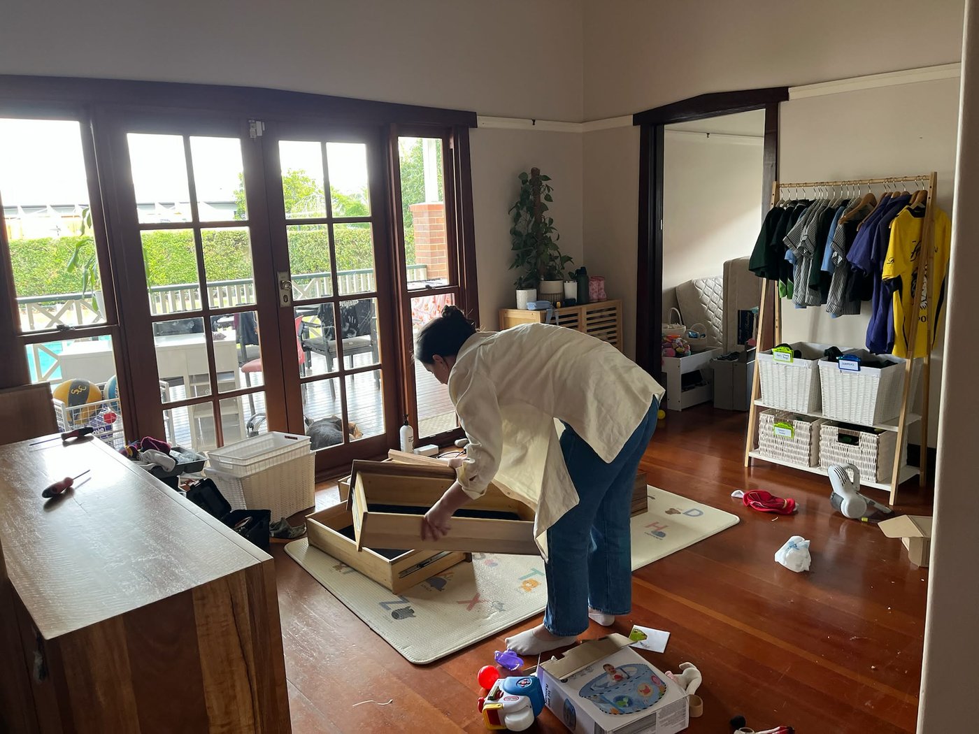 Unpacking and organising a room after a move